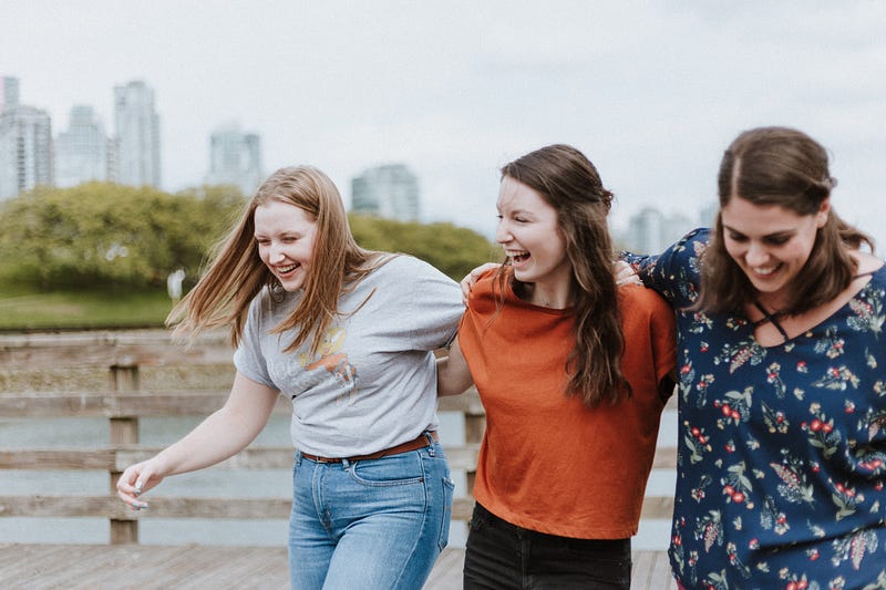 Friends enjoying a walk together in the park