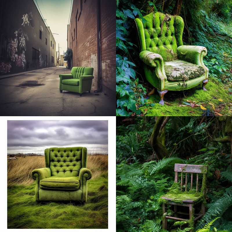 Realistic photography of a green chair