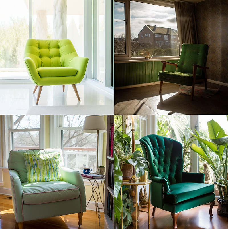 Green chair photographed with a Nikon D850