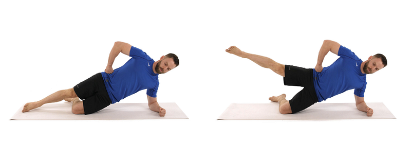 Side plank with leg lift exercise