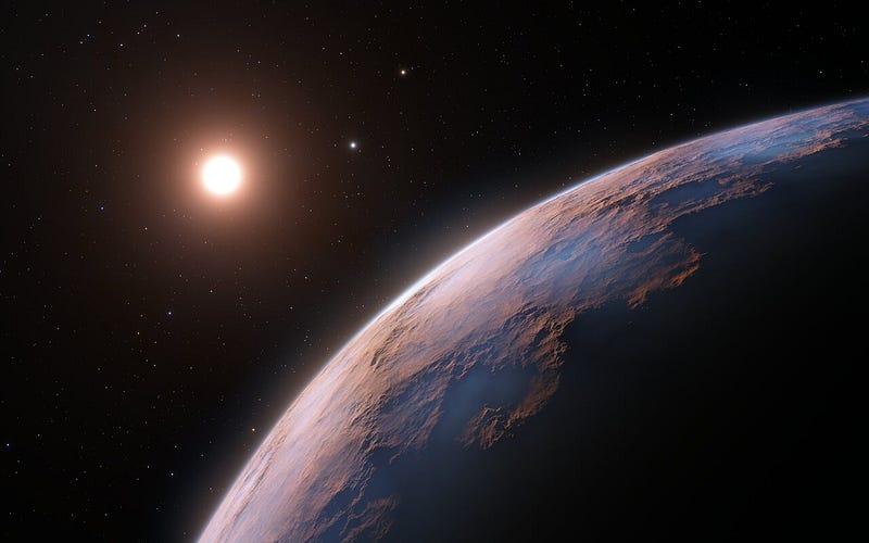 Artistic depiction of Proxima d orbiting Proxima Centauri