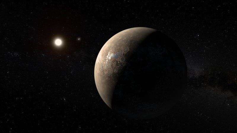 Artistic depiction of Proxima b orbiting its star