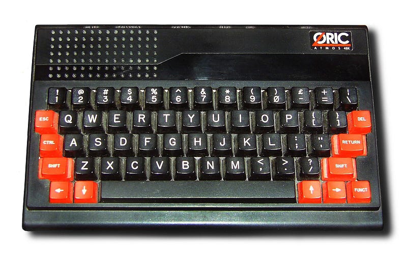 Oric Atmos, known for its keyboard quality