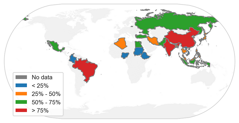 Sugar consumption by country in 2018/2019.