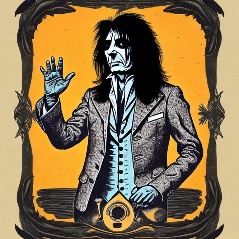 T-shirt design of Alice Cooper