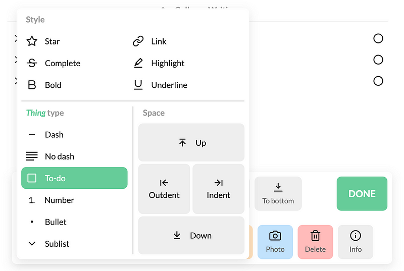 Note-taking features in Twos