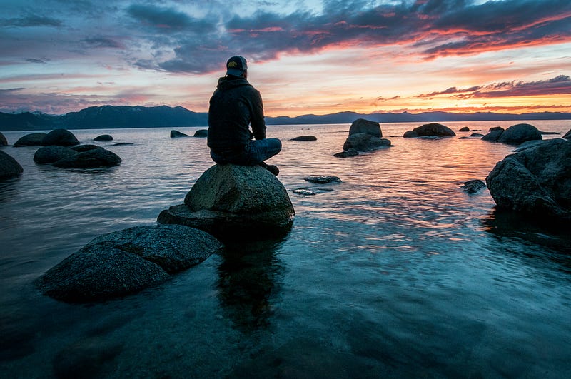 Peaceful evening meditation