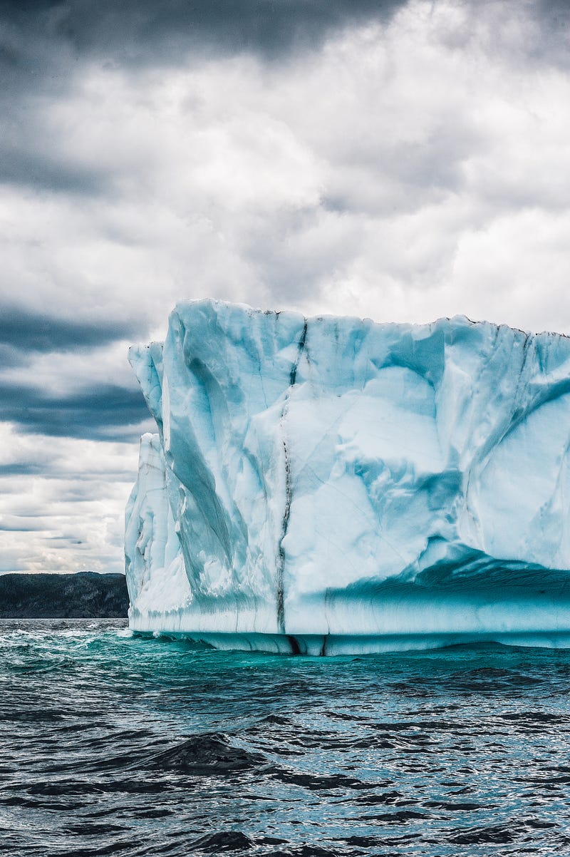 Ice melting into the Atlantic Ocean