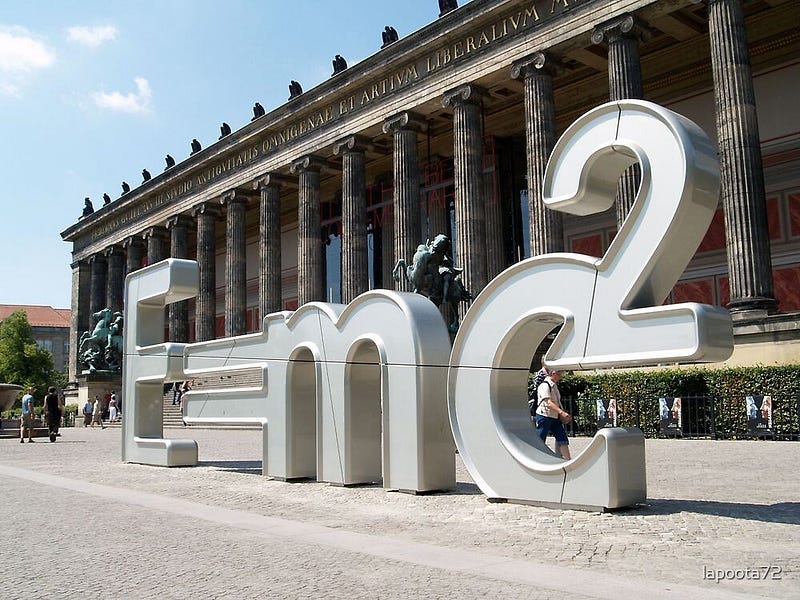 Sculpture representing Einstein's mass-energy equivalence