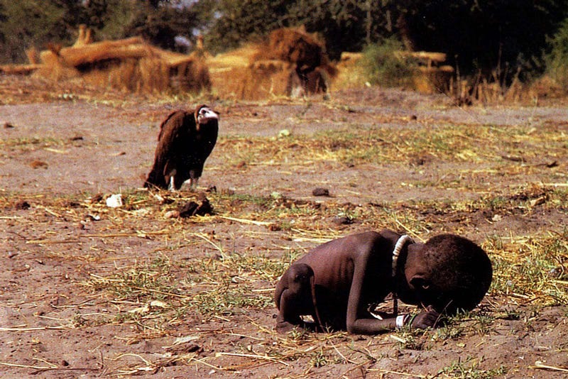 Kevin Carter's Pulitzer Prize-winning image of the vulture and child