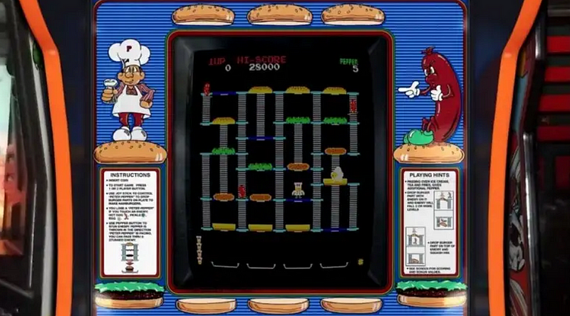 BurgerTime gameplay with Chef Peter Pepper