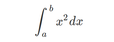 Area under the curve of the function x²