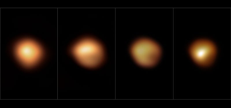 Series of images showing Betelgeuse's dimming phases