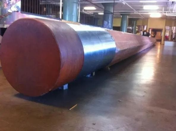 Colossal pencil displayed at a museum