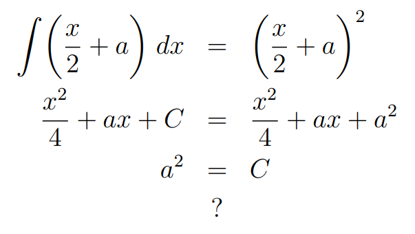 Equation representing the relationship between f(x) and its integral