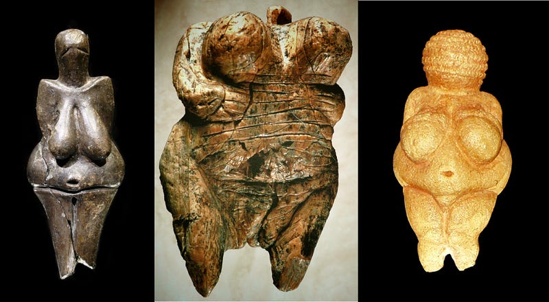 Ancient figurines representing different body ideals