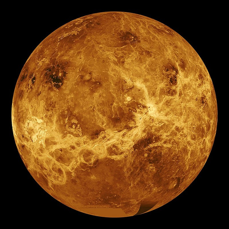 False-color image of Venus capturing its clouds